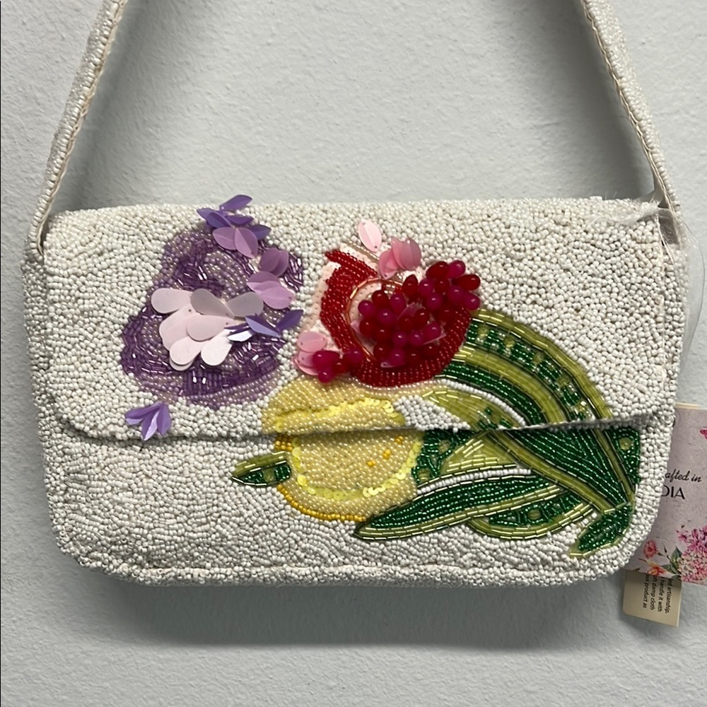 Handcrafted In India | Beaded Floral Shoulder Bag